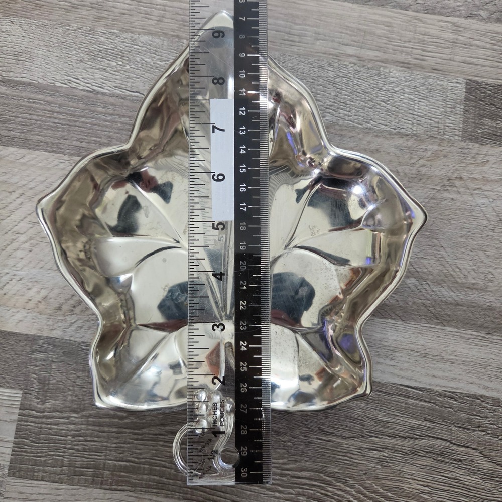 Vintage Silver Plated Leaf Dish Grape Handle Footed Trinket Bowl Hong Kong 9.5" - Picture 14 of 16